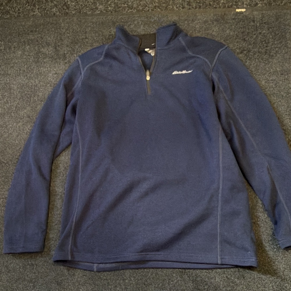 Eddie Bauer Men's XLT Big & Tall Blue Solid 1/4 Zip Mock Neck Pullover